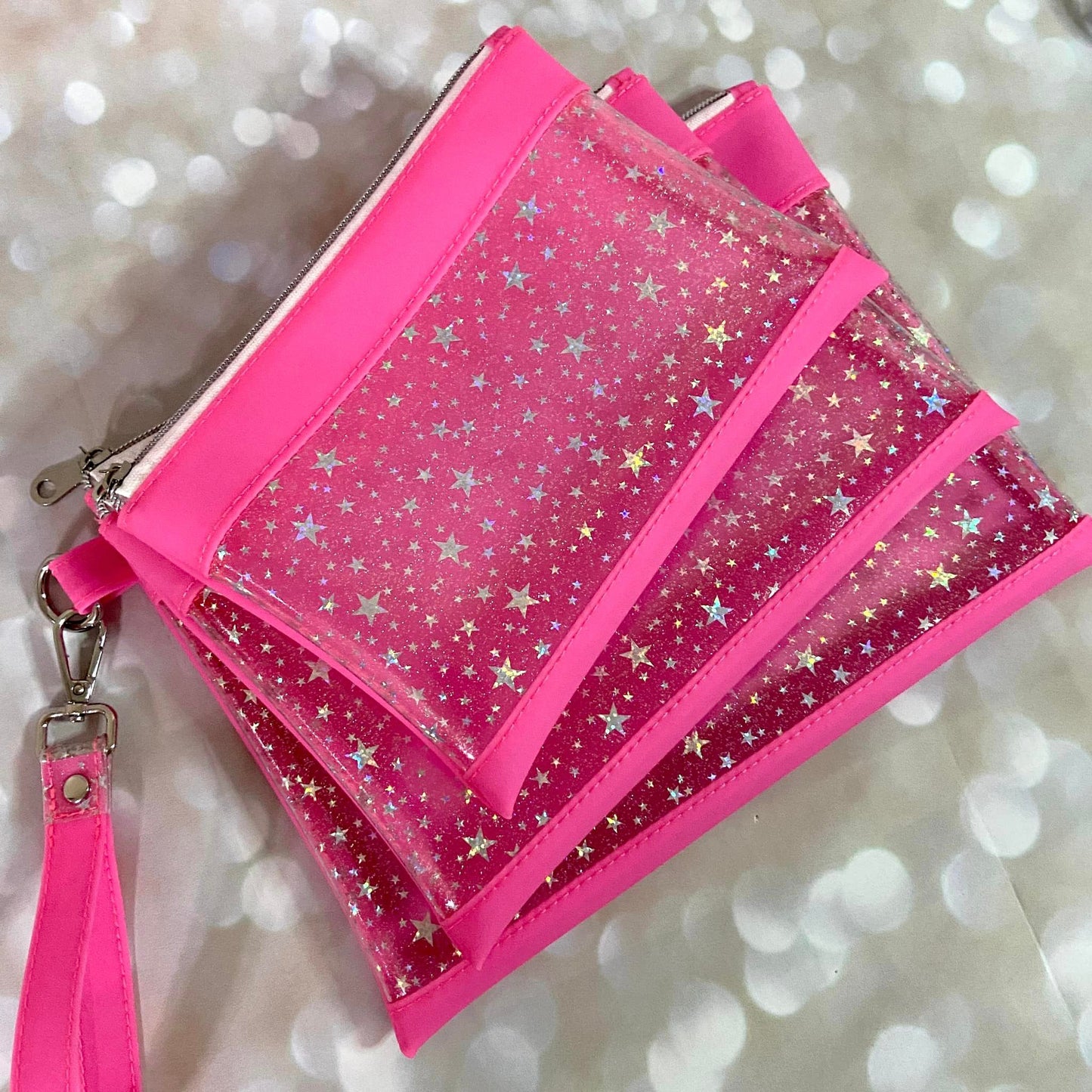 Custom Pink & Clear Stars Clutch Set