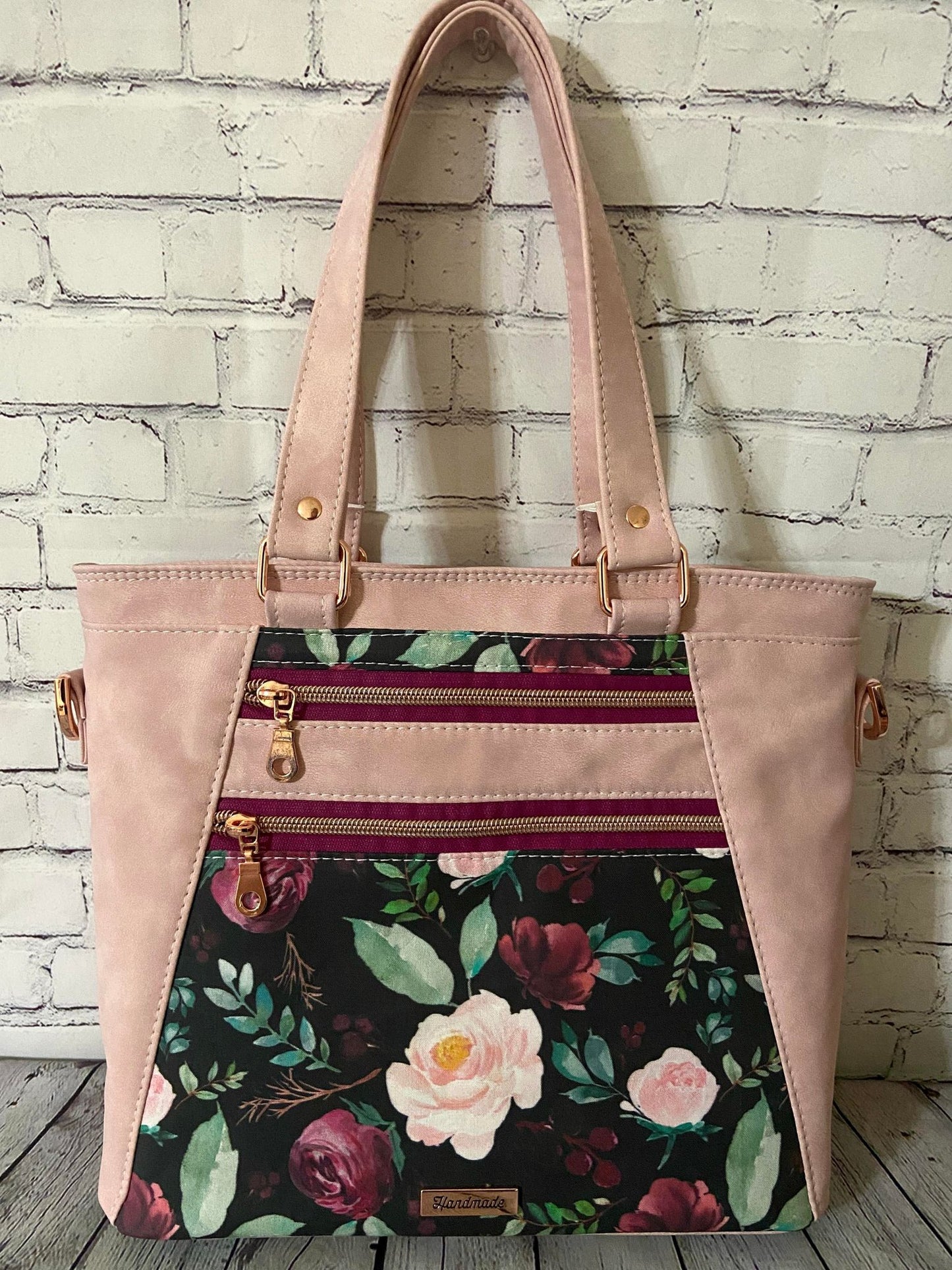 Custom Pink Suede & Floral Handbag