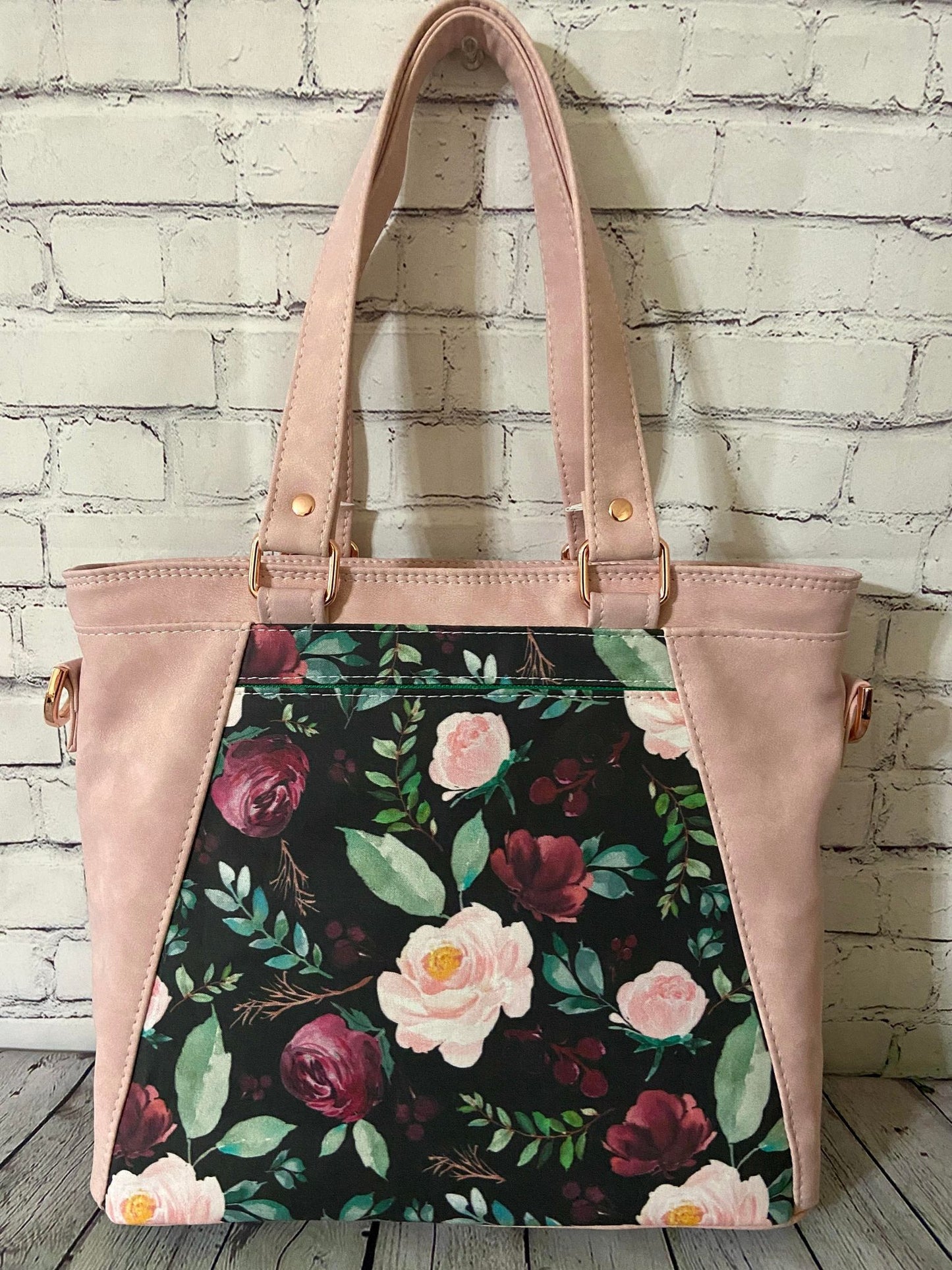Custom Pink Suede & Floral Handbag
