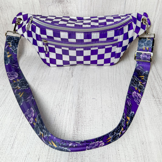 Custom Purple Checkered Hip Bag